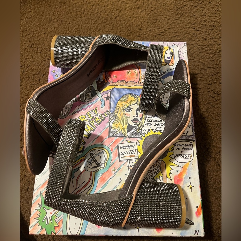 Jeffrey Campbell charcoal sparkly heels, size 6.5